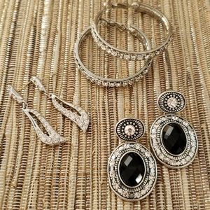 Set of 3 silver sparkle earrings